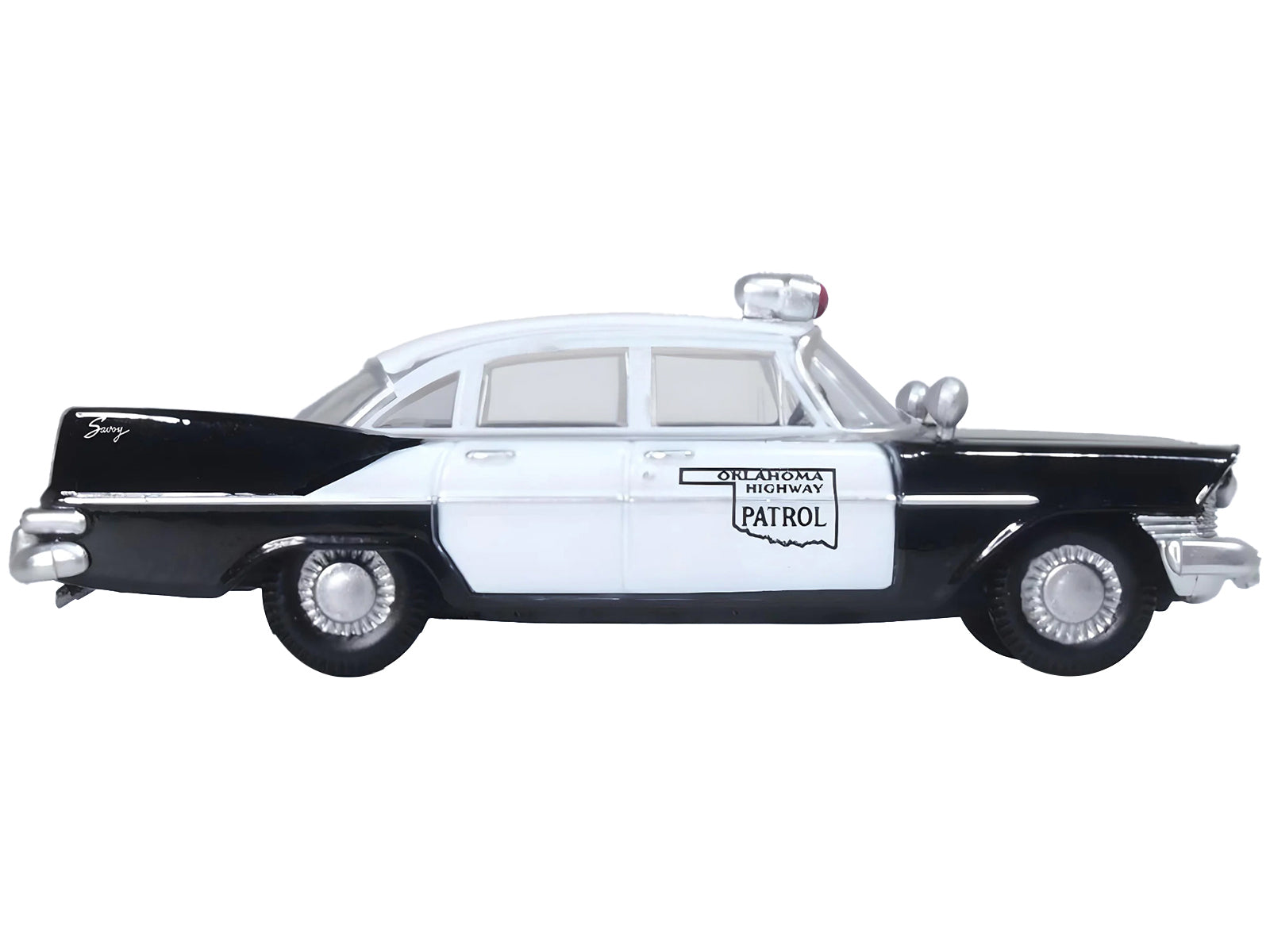 1959 Plymouth Savoy Black and White "Oklahoma Highway Patrol" 1/87 (HO) Scale Diecast Model Car by Oxford Diecast - image 2