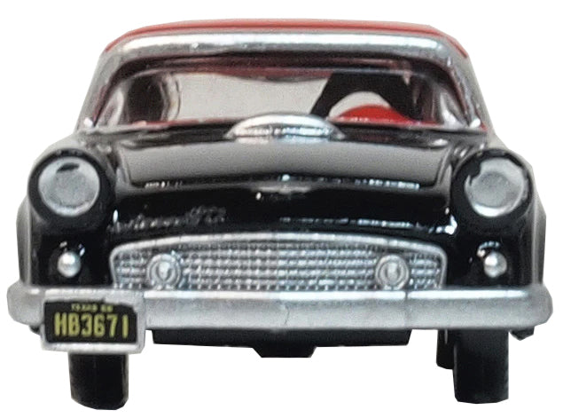 1956 Ford Thunderbird Raven Black with Fiesta Red Top 1/87 (HO) Scale Diecast Model Car by Oxford Diecast - image 3