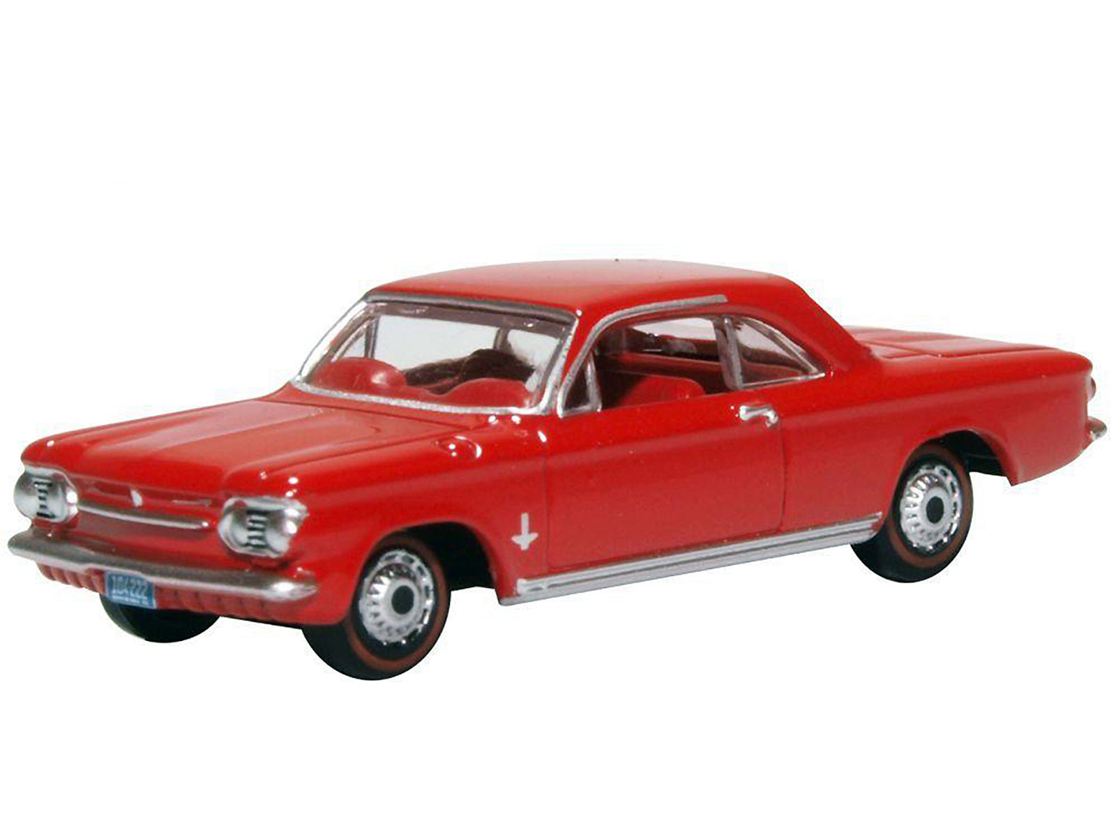 1963 Chevrolet Corvair Coupe Riverside Red with Red Interior 1/87 (HO) Scale Diecast Model Car by Oxford Diecast - image 2