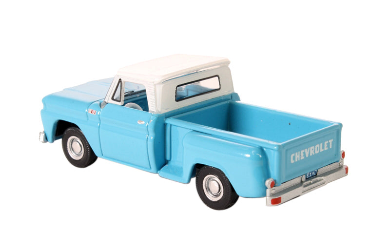 1965 Chevrolet C10 Stepside Pickup Truck Light Blue with White Top 1/87 (HO) Scale Diecast Model Car by Oxford Diecast - image 3