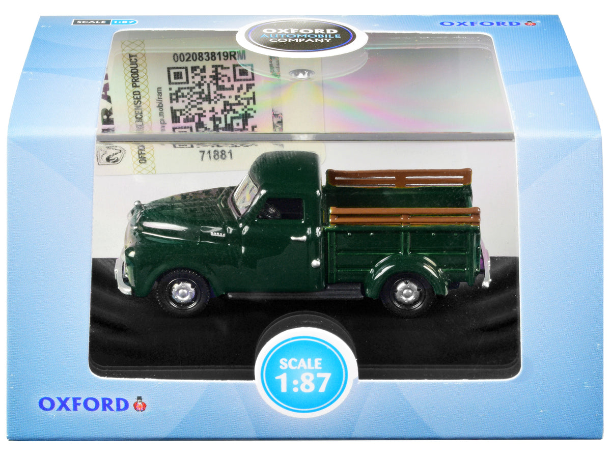 1948 Dodge B-1B Pickup Truck Dark Green 1/87 (HO) Scale Diecast Model Car by Oxford Diecast - image 3