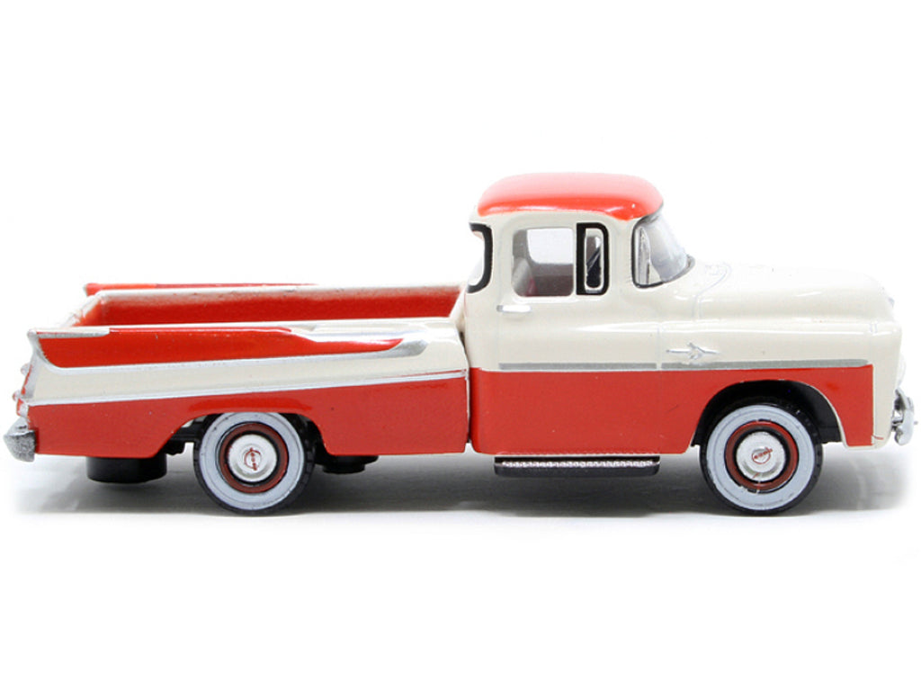1957 Dodge D100 Sweptside Pickup Truck Tropical Coral and Glacier White 1/87 (HO) Scale Diecast Model Car by Oxford Diecast - image 2
