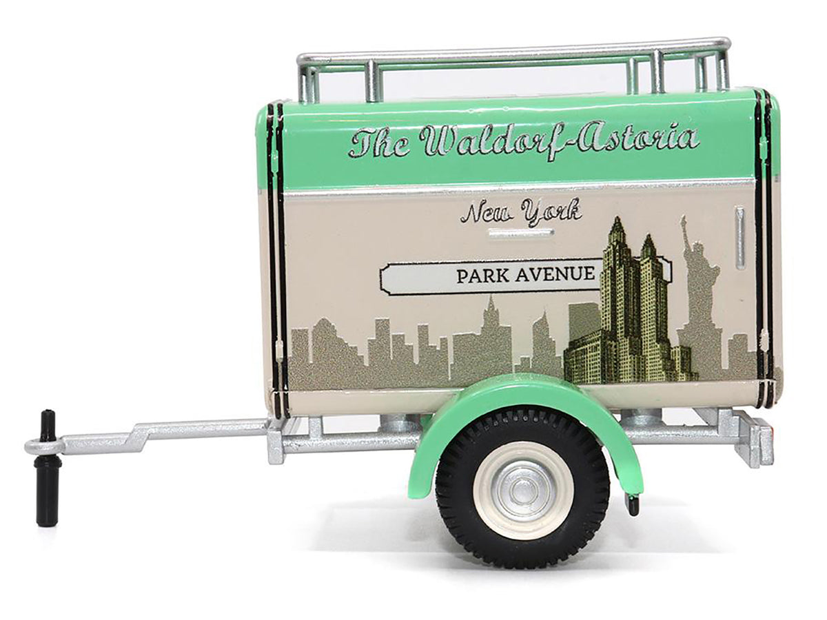 Travel Trailer Beige with Light Green Top "The Waldorf-Astoria Luggage Service New York - Park Avenue" 1/24 Diecast Model Car by Motor City Classics - image 2