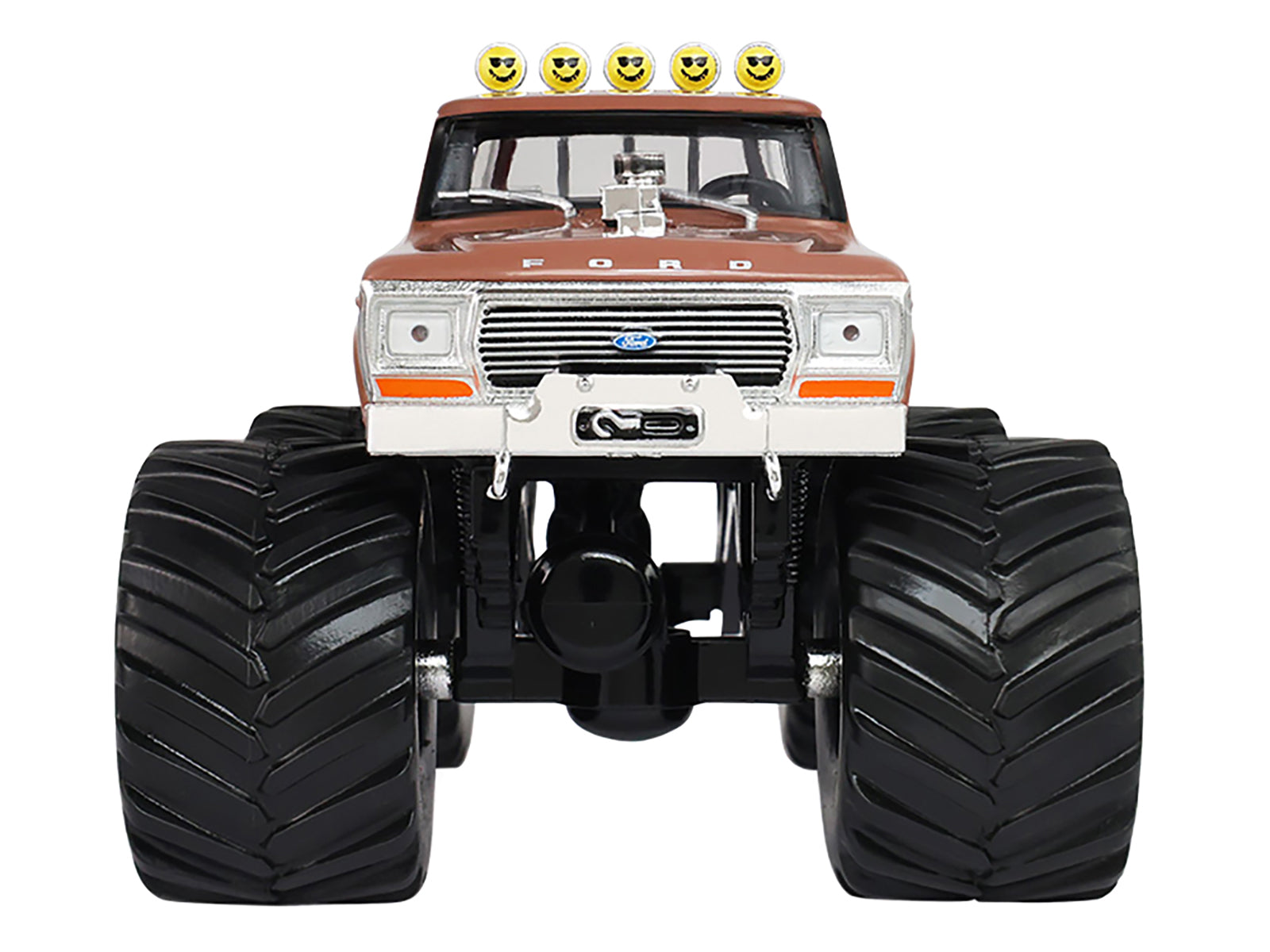 1978 Ford F-350 Monster Truck with 66-Inch Tires "BFT" Brown Two-Tone "Kings of Crunch" Series 1/43 Diecast Model Car by Greenlight - image 4