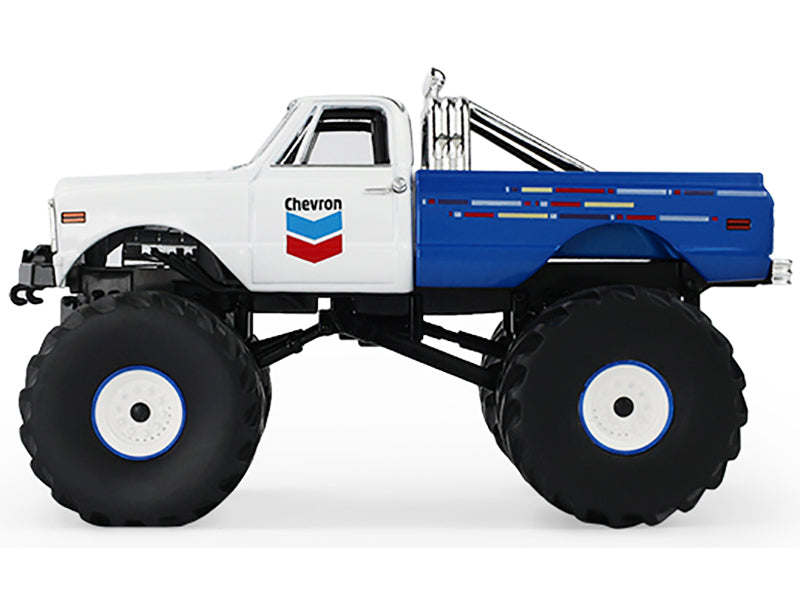 1972 Chevrolet K-10 Monster Truck "Chevron 150th Anniversary" White and Blue Metallic "Kings of Crunch" Series 1/43 Diecast Model Car by Greenlight - image 2