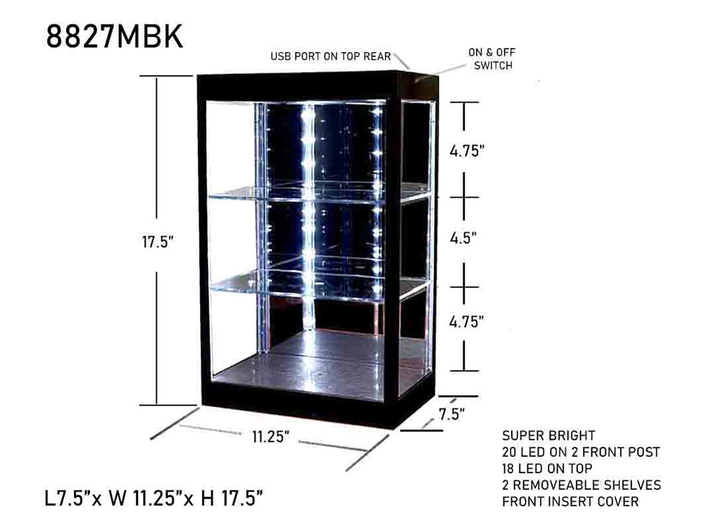 Showcase 3 Tier Display Case with Mirror Back Panel and LED Lights for 1/64-1/18  Scale Models - image 2
