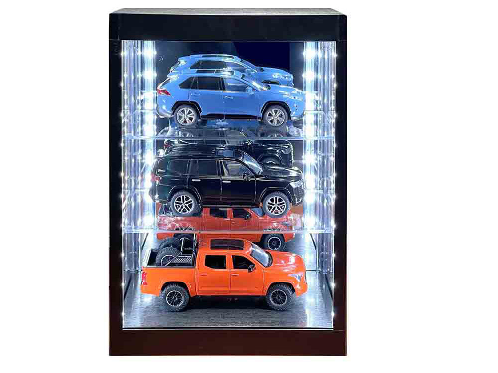Showcase 3 Tier Display Case with Mirror Back Panel and LED Lights for 1/64-1/18  Scale Models - image 4