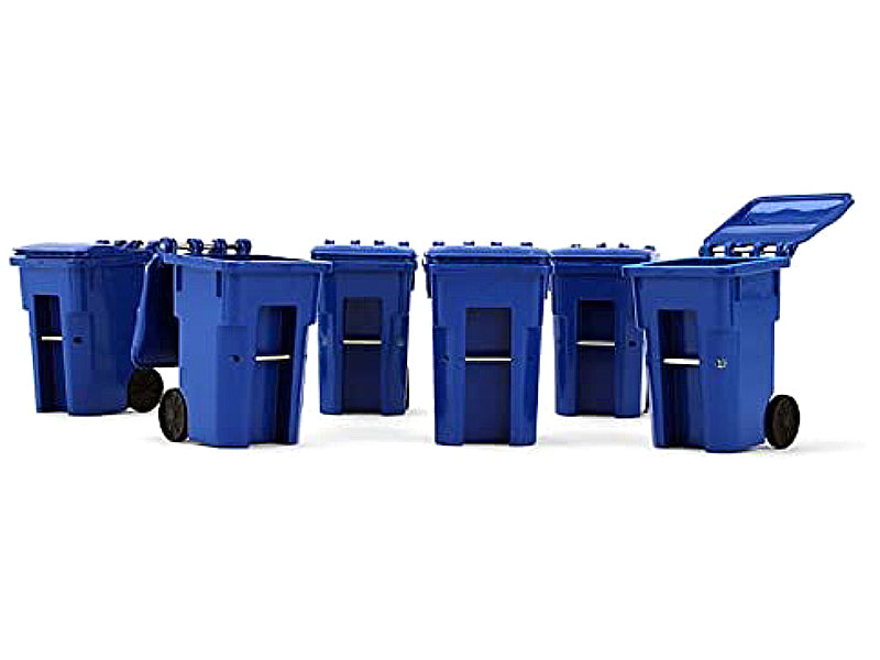 Set of 6 Blue Garbage Trash Bin Containers Replica 1/34 Models by First Gear - image 2