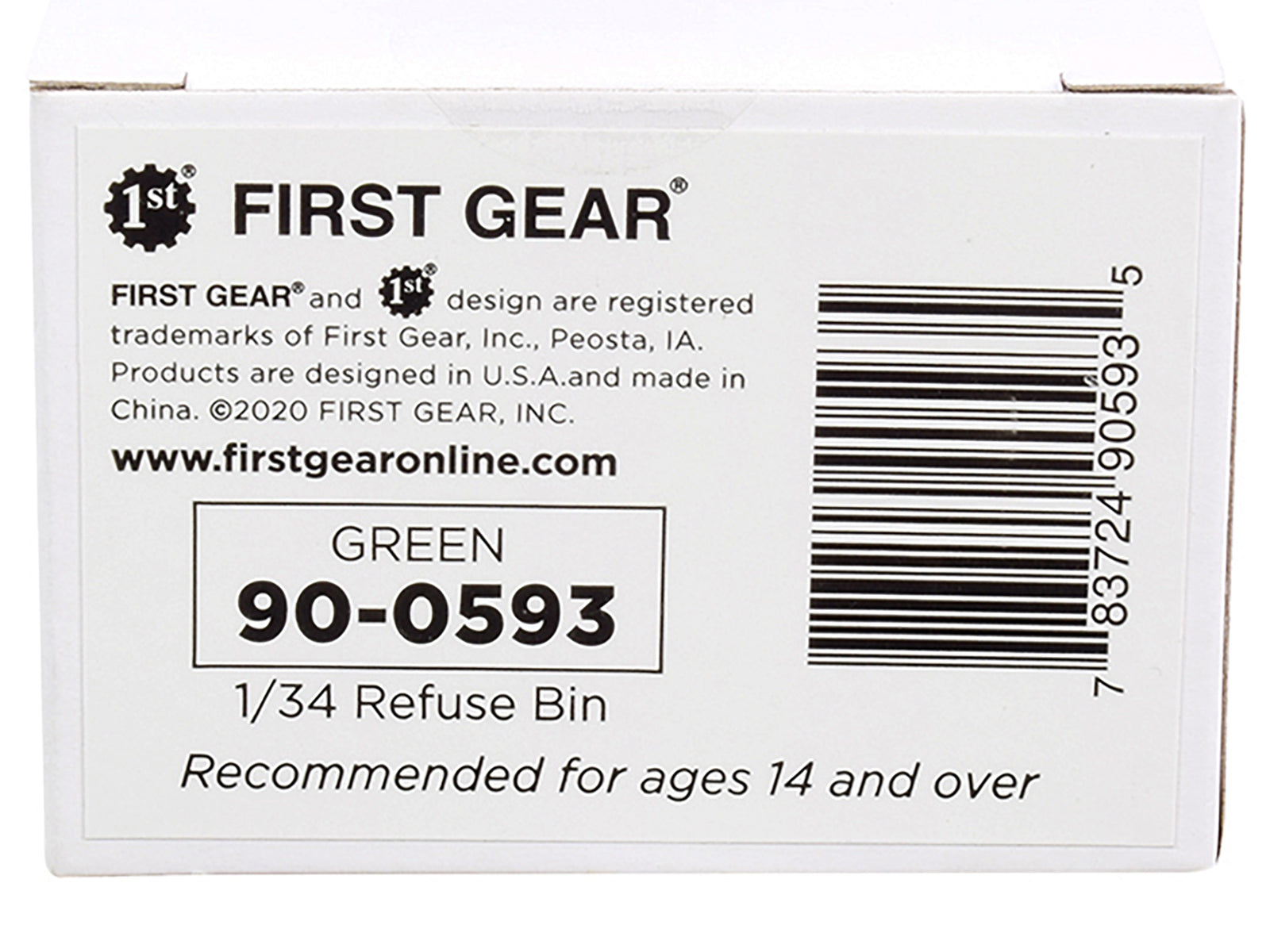 Refuse Trash Bin Green 1/34 Diecast Model by First Gear - image 3