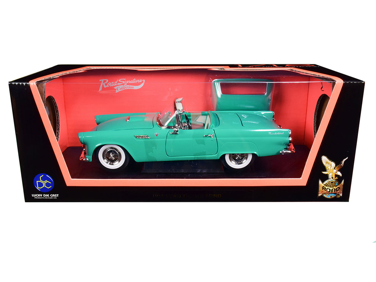 1955 Ford Thunderbird Convertible Turquoise 1/18 Diecast Model Car by Road Signature - image 3