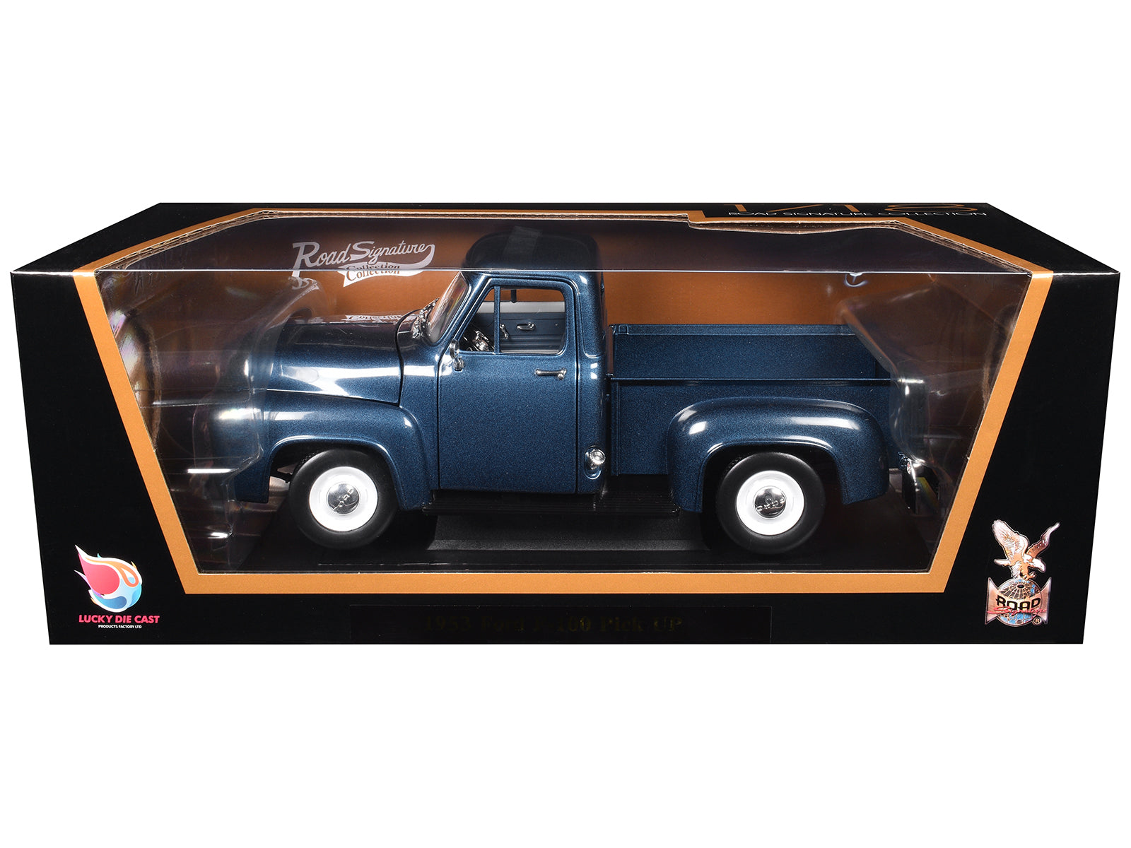 1953 Ford F-100 Pickup Dark Blue 1/18 Diecast Model Car by Road Signature - image 3