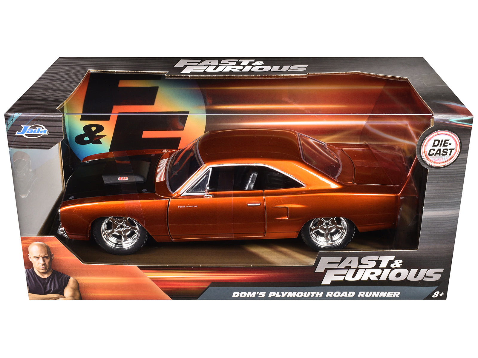 Dom's 1970 Plymouth Road Runner Copper with Black Hood "Fast & Furious 7" (2015) Movie 1/24 Diecast Model Car by Jada - image 3