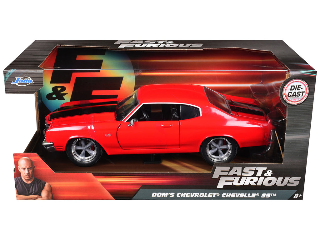 Dom's Chevrolet Chevelle SS Red with Black Stripes "Fast & Furious" Movie 1/24 Diecast Model Car by Jada