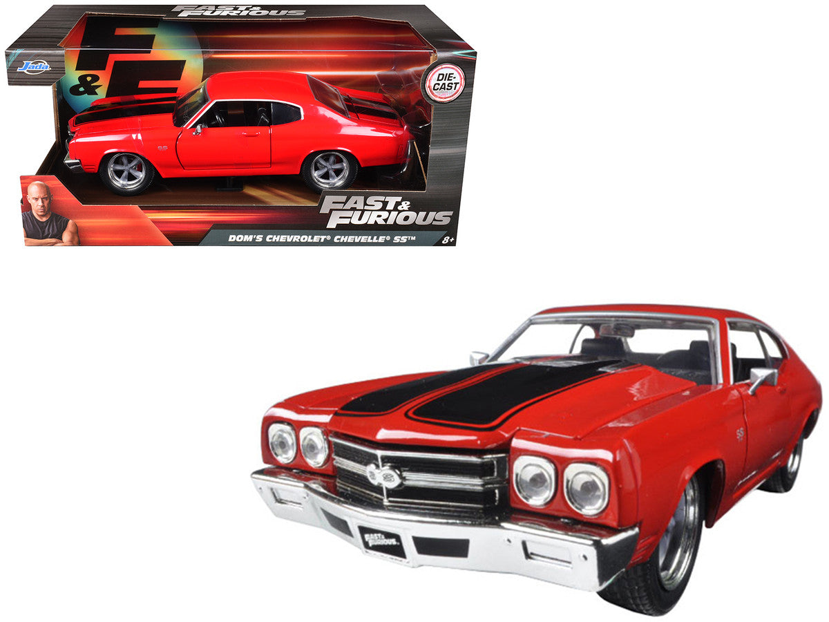 Dom's Chevrolet Chevelle SS Red with Black Stripes "Fast & Furious" Movie 1/24 Diecast Model Car by Jada