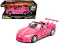 Suki's 2001 Honda S2000 Convertible Pink with Graphics "25 Years of Fast & Furious" "2 Fast 2 Furious" (2003) Movie 1/24 Diecast Model Car by Jada