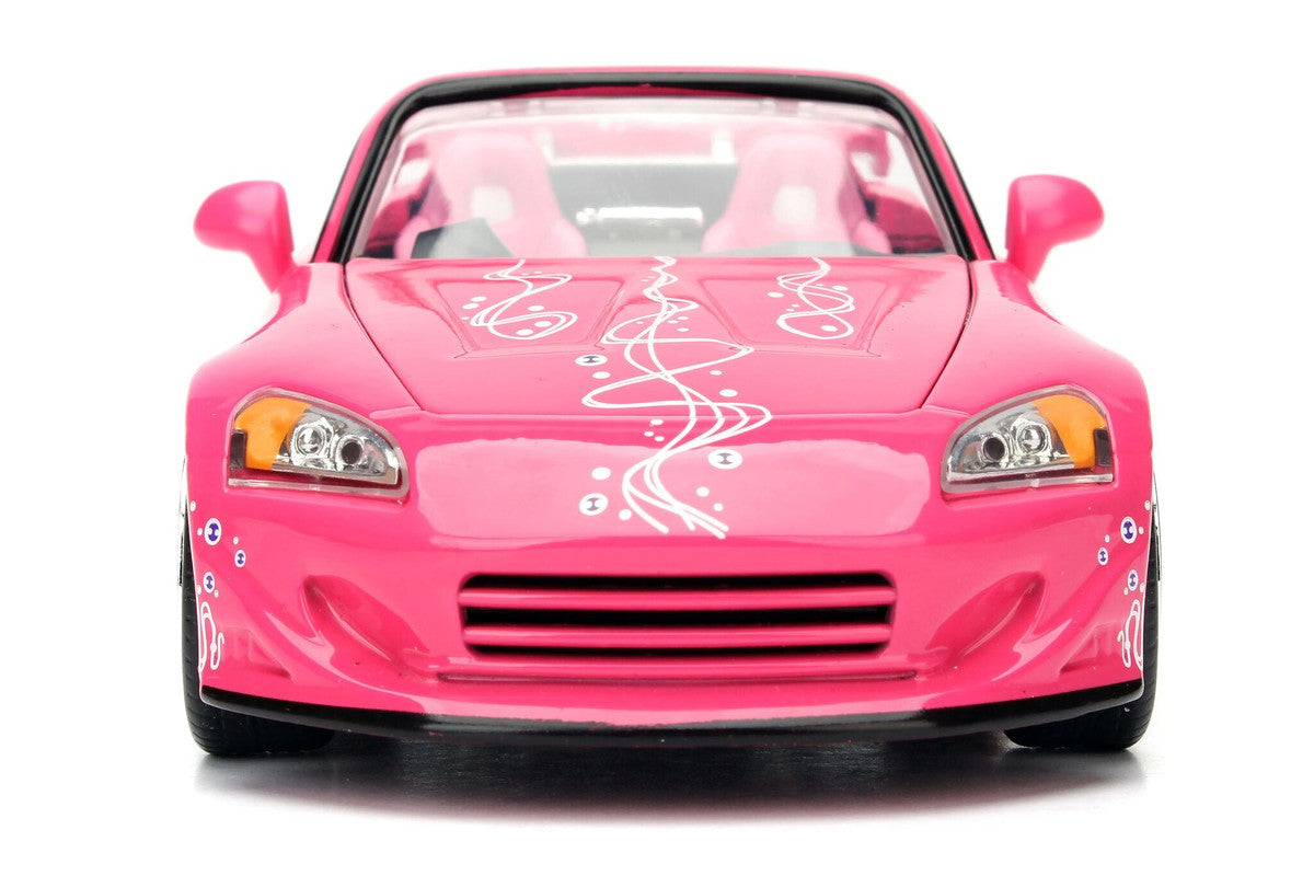 Suki's 2001 Honda S2000 Convertible Pink with Graphics "25 Years of Fast & Furious" "2 Fast 2 Furious" (2003) Movie 1/24 Diecast Model Car by Jada - image 4