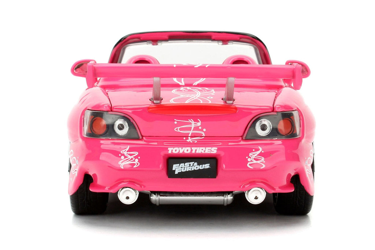Suki's 2001 Honda S2000 Convertible Pink with Graphics "25 Years of Fast & Furious" "2 Fast 2 Furious" (2003) Movie 1/24 Diecast Model Car by Jada - image 3