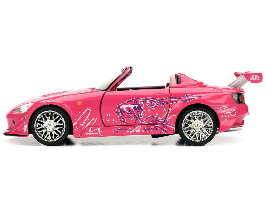 Suki's Honda S2000 Convertible Pink with Graphics "2 Fast 2 Furious" (2003) Movie "Fast & Furious 25th Anniversary" Series 1/32 Diecast Car Model by Jada