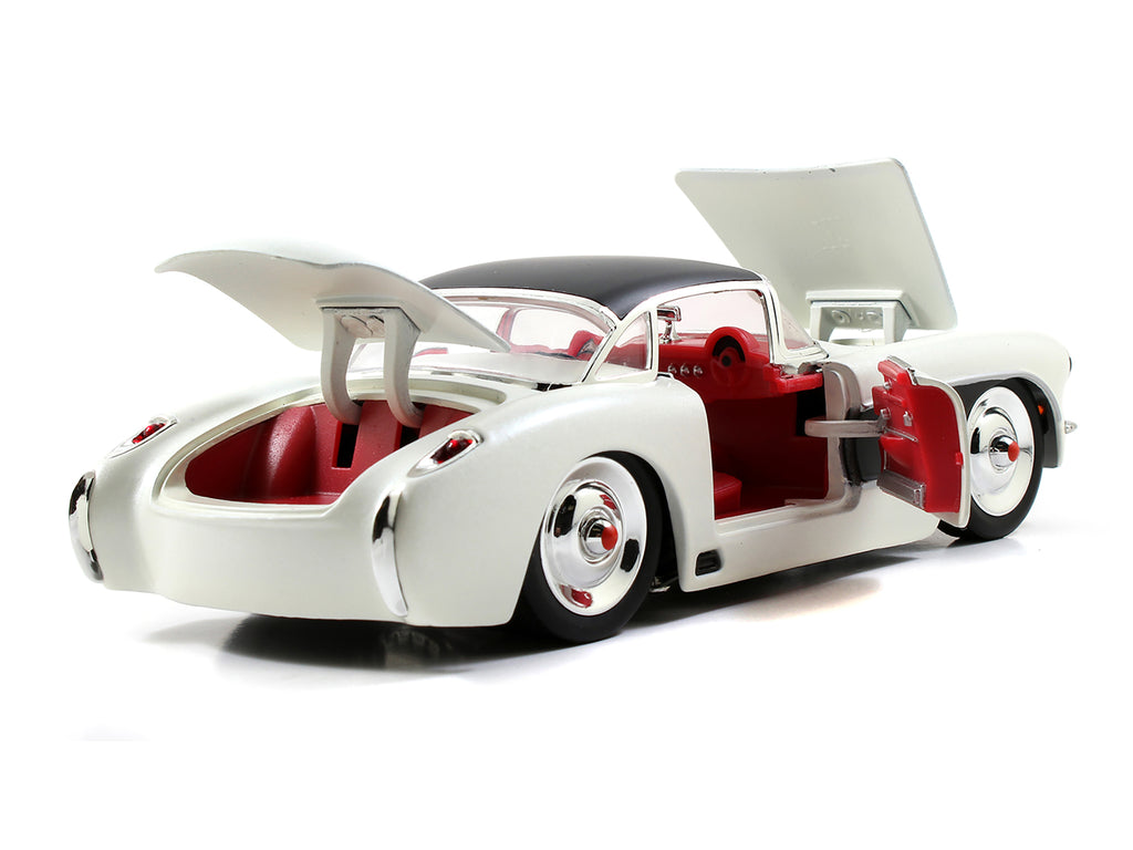 1957 Chevrolet Corvette Satin Cream Metallic with Matt Black Top and Side 1/24 Diecast Model Car by Jada - image 2
