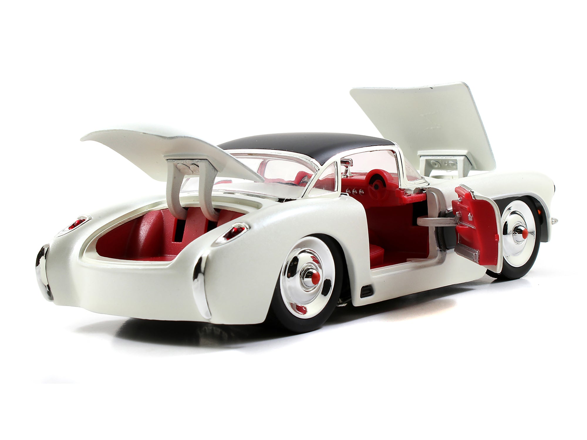 1957 Chevrolet Corvette Satin Cream Metallic with Matt Black Top and Side 1/24 Diecast Model Car by Jada - image 2