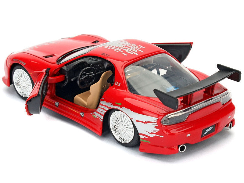 Dom's Mazda RX-7 Red with Graphics "Fast & Furious" Movie 1/32 Diecast Model Car by Jada - image 3