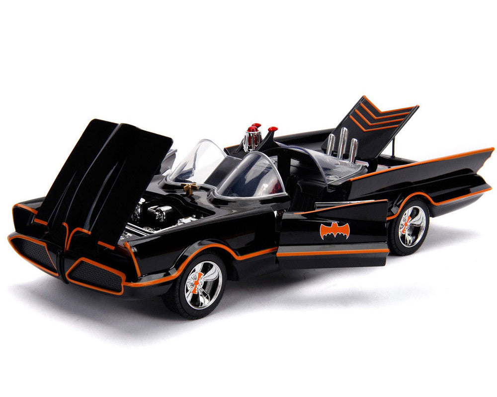 Classic TV Series Batmobile with Working Lights, and Diecast Batman and Robin Figures "80 Years of Batman" 1/18 Diecast Model Car by Jada - image 2