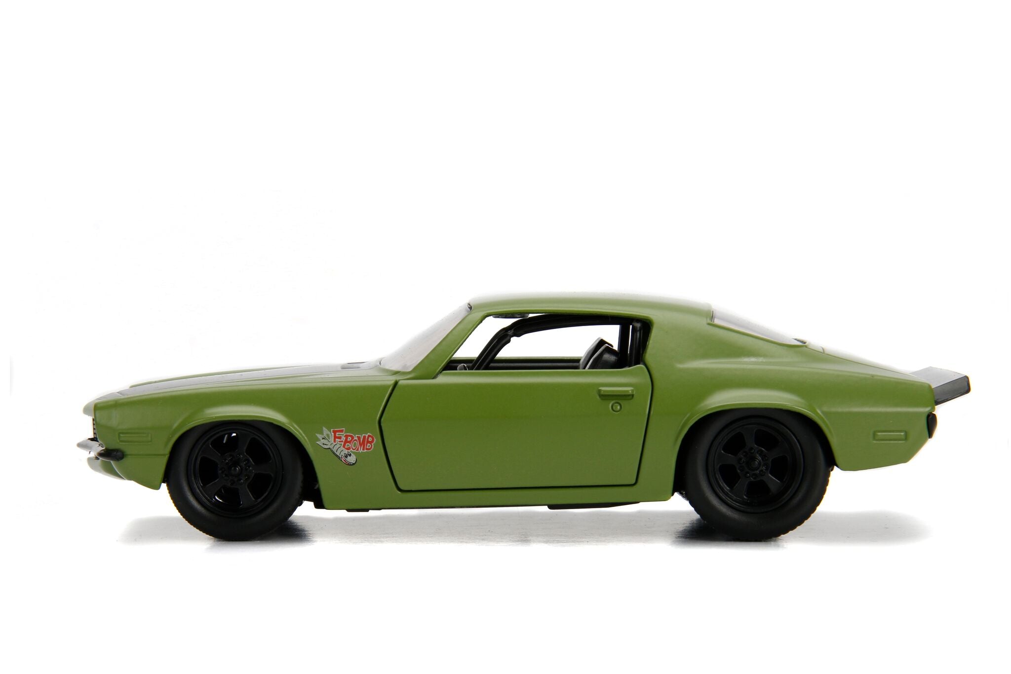 Dom's 1973 Chevrolet Camaro "F-Bomb" Matt Green with Black Hood Stripe "Fast & Furious" Movie 1/32 Diecast Model Car by Jada - image 2