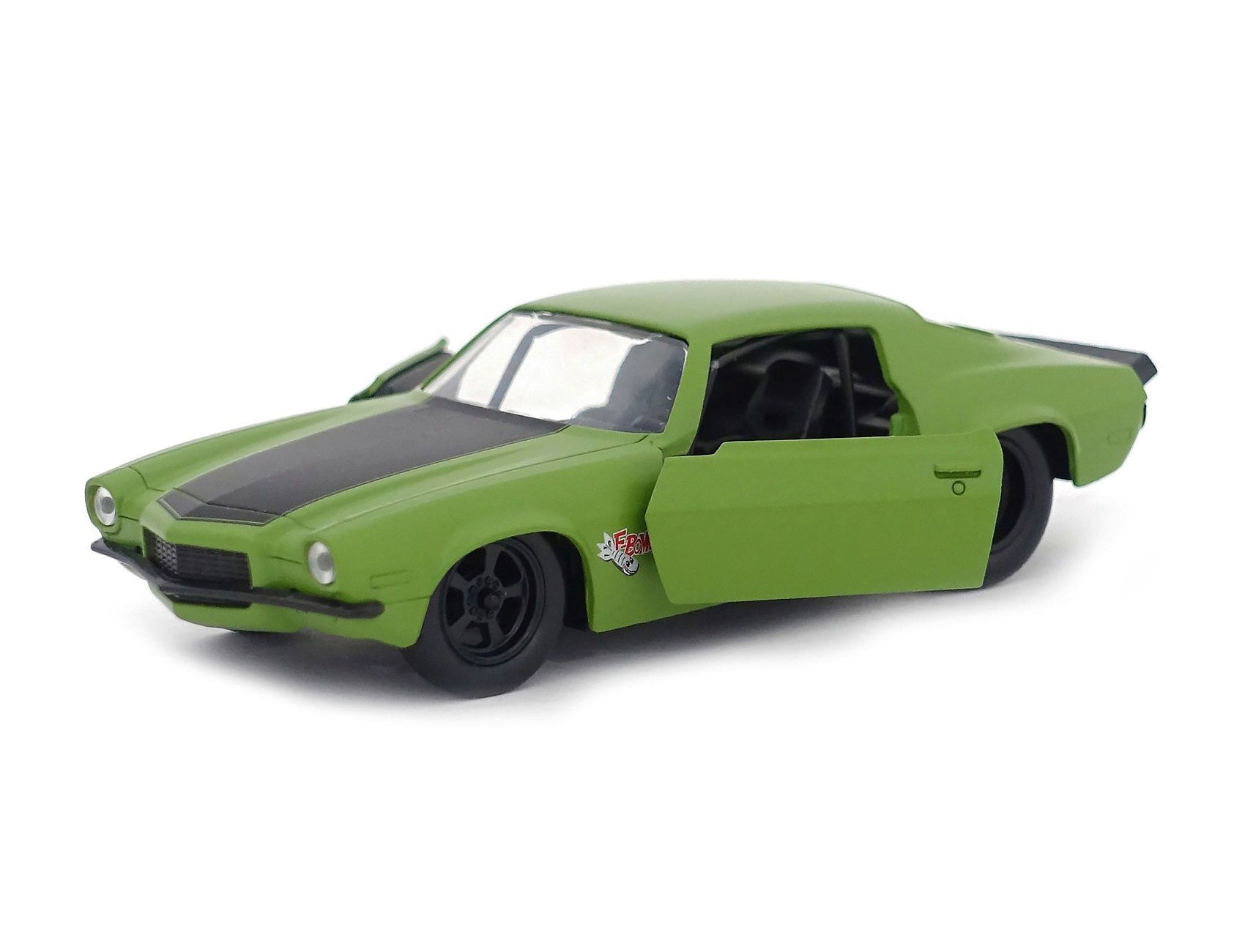 Dom's 1973 Chevrolet Camaro "F-Bomb" Matt Green with Black Hood Stripe "Fast & Furious" Movie 1/32 Diecast Model Car by Jada - image 3