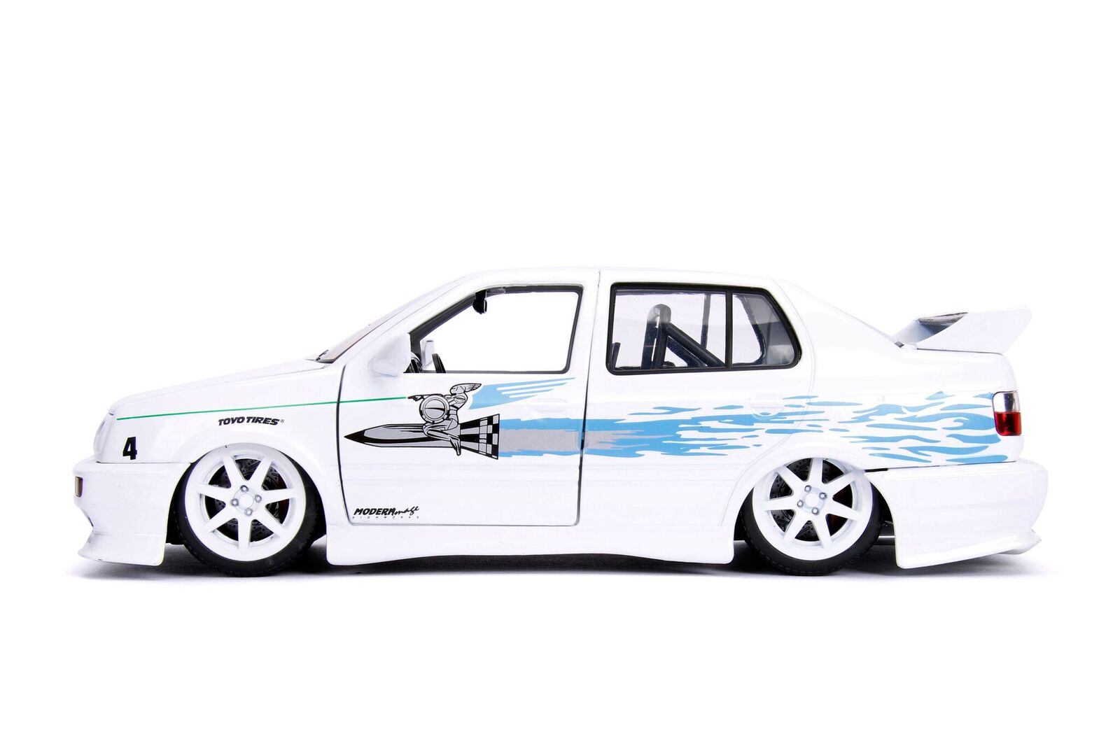 Jesse's Volkswagen Jetta White with Graphics "Fast & Furious" Movie 1/24 Diecast Model Car by Jada - image 2