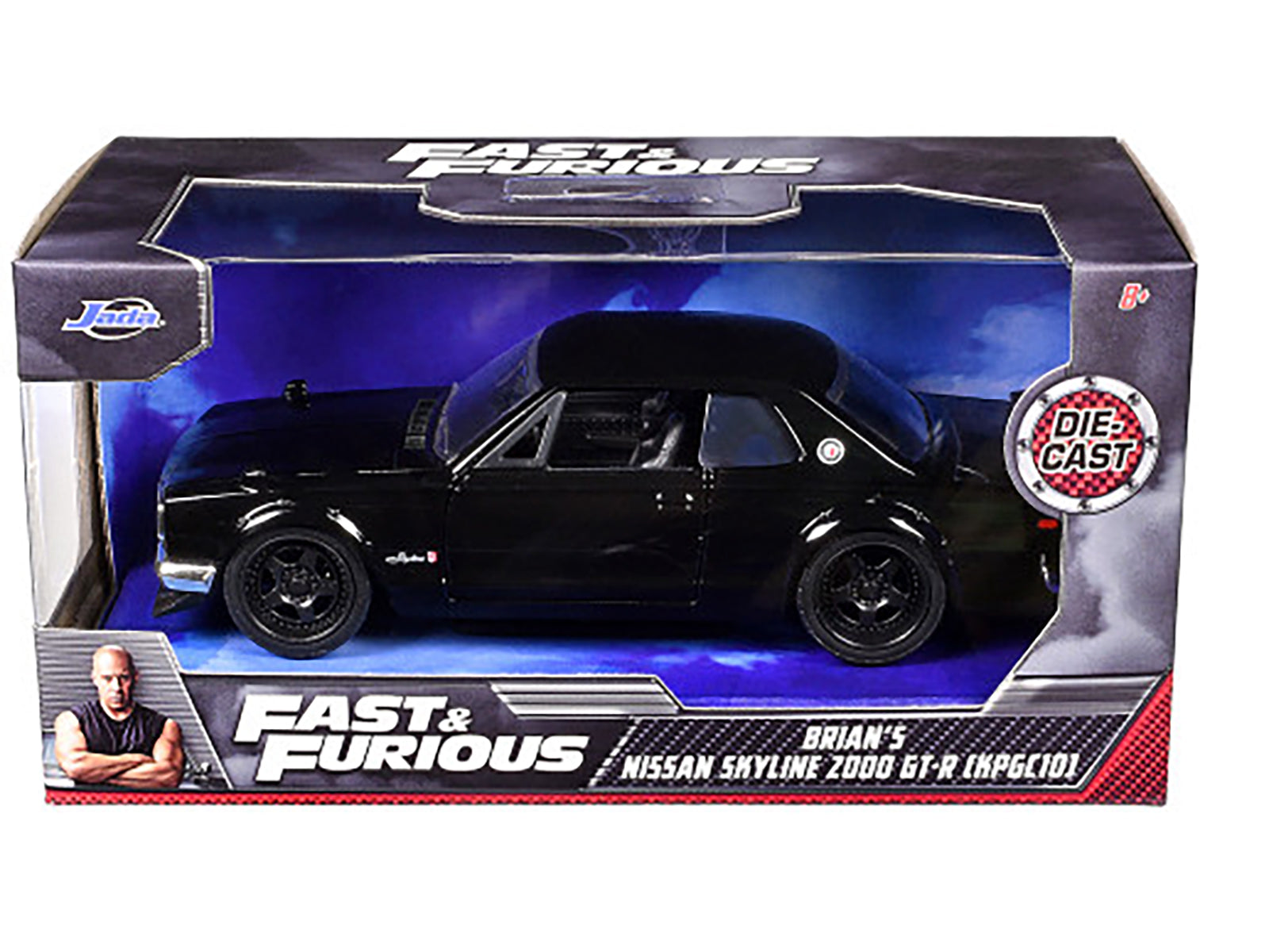 Brian's Nissan Skyline 2000 GT-R (KPGC10) Black "Fast & Furious" Movie 1/32 Diecast Model Car by Jada - image 3