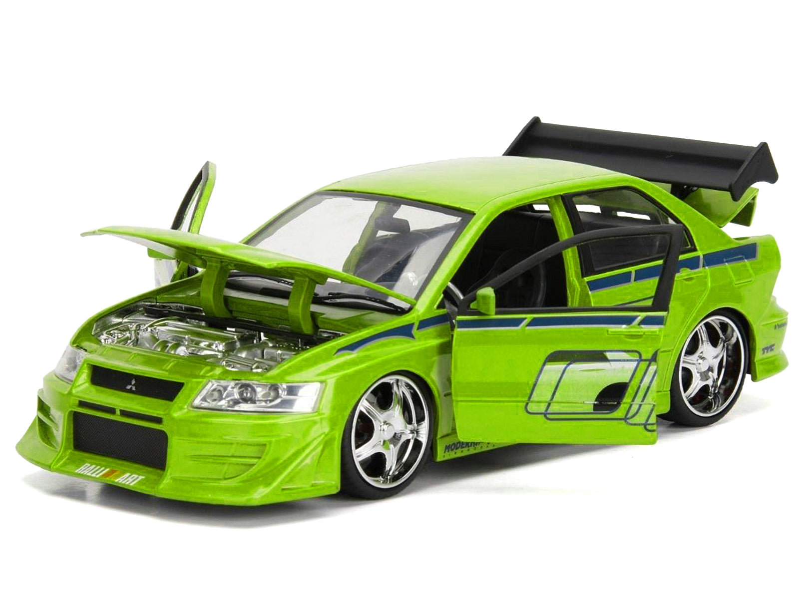 Brian's Mitsubishi Lancer Evolution VII Green with Graphics "Fast & Furious" Movie 1/24 Diecast Model Car by Jada - image 2