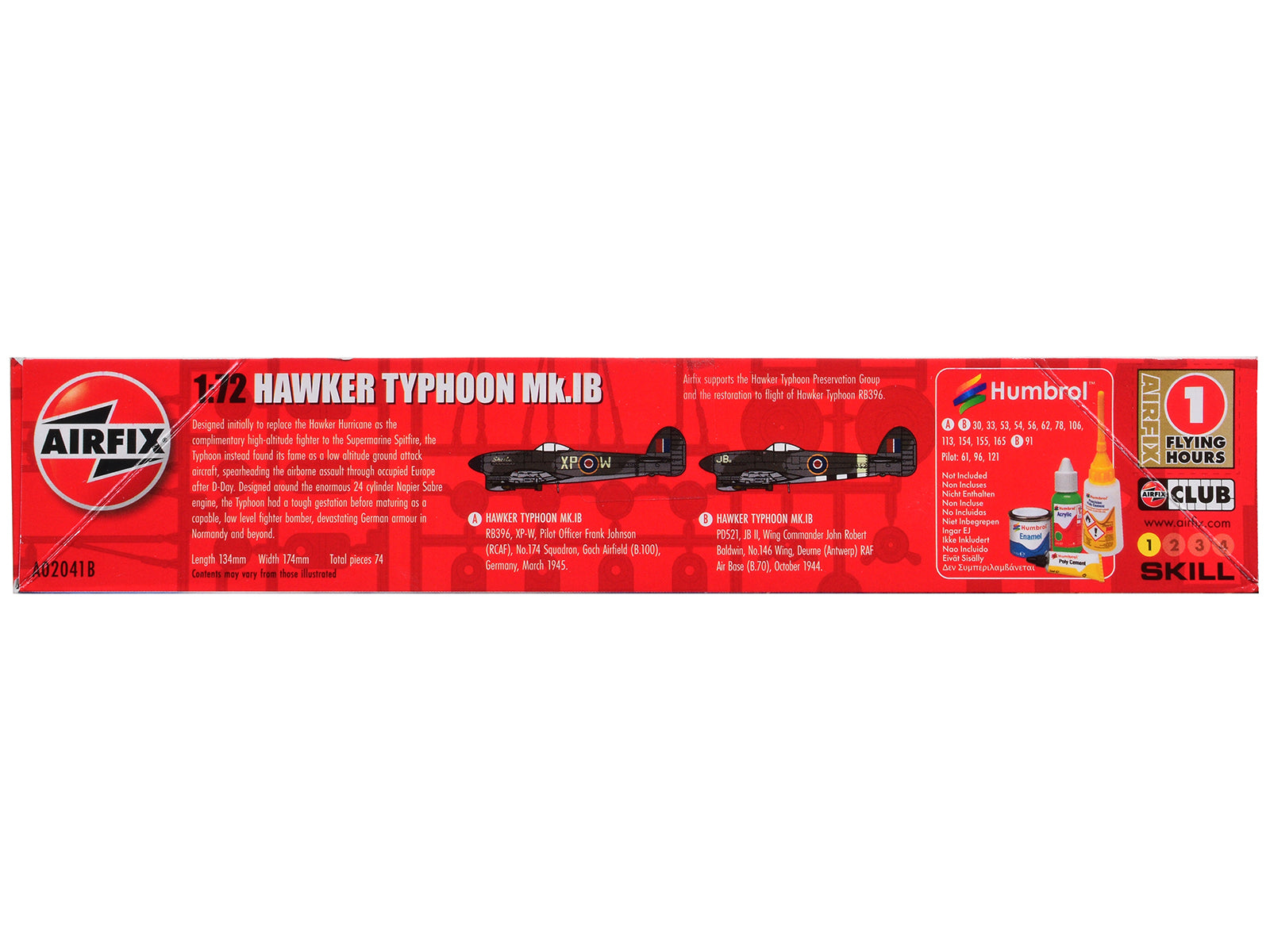 Level 1 Model Kit Hawker Typhoon Mk.IB Aircraft with 2 Scheme Options 1/72 Plastic Model Kit by Airfix - image 3