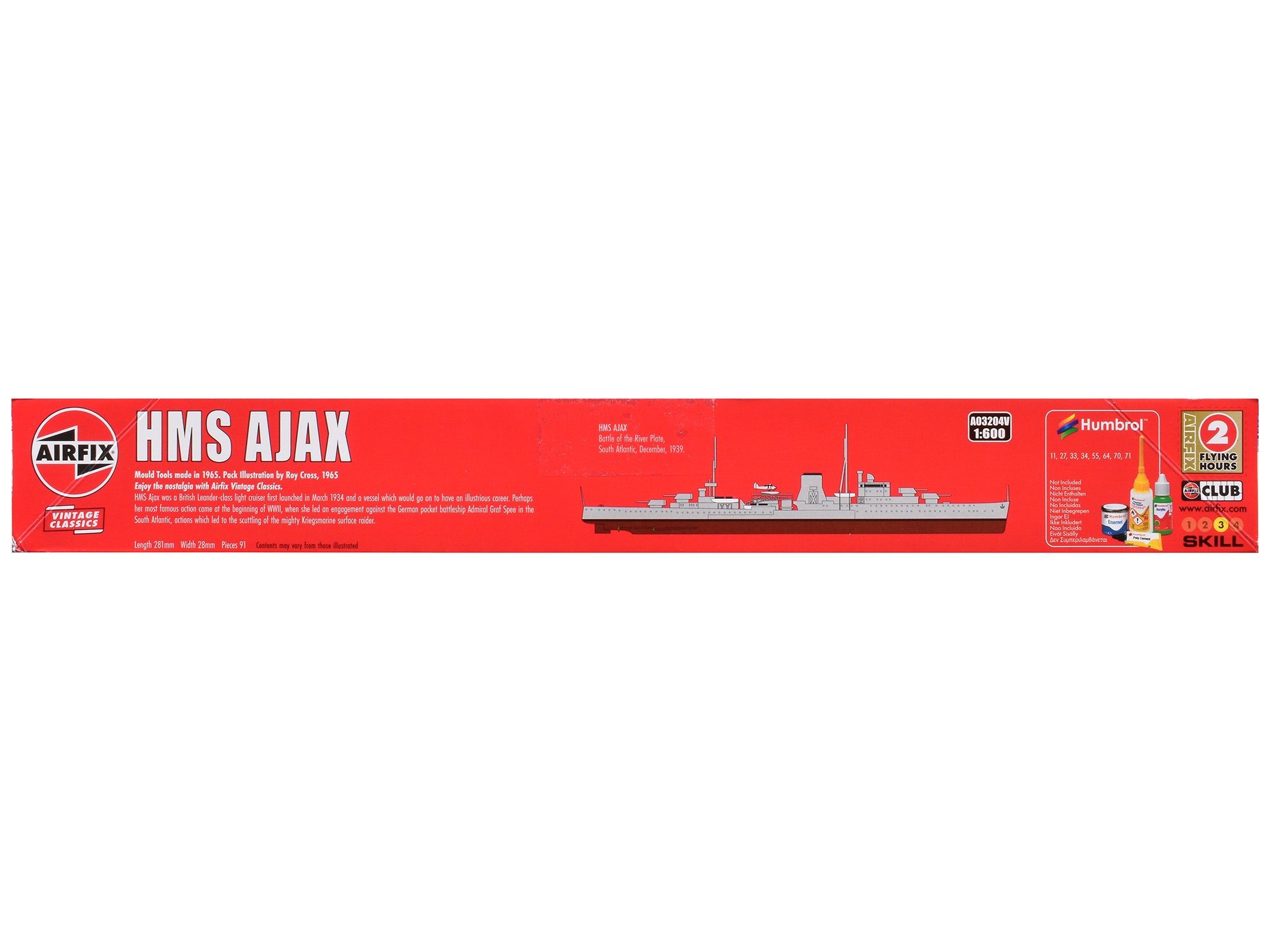 Level 3 Model Kit HMS Ajax Light Cruiser 1/600 Plastic Model Kit by Airfix - image 2