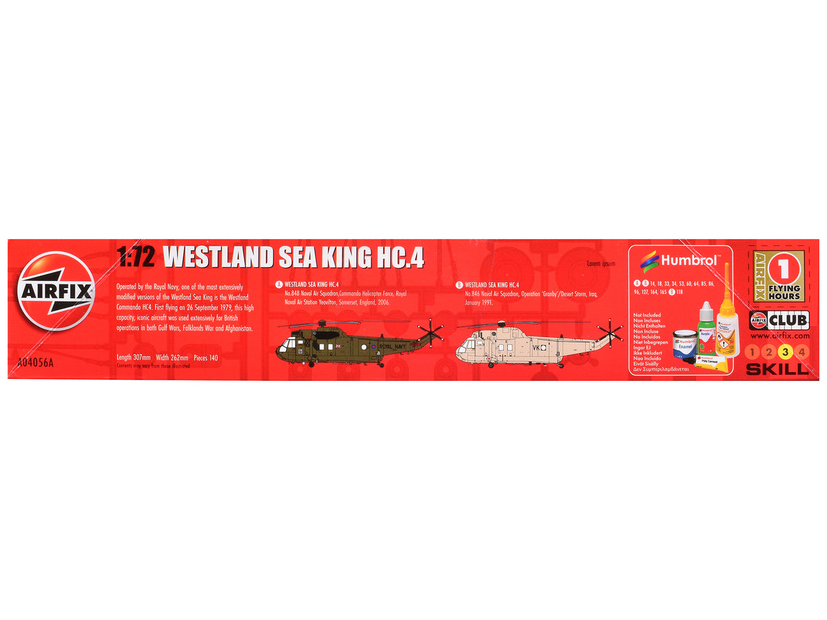Level 3 Model Kit Westland Sea King HC.4 Helicopter with 2 Scheme Options 1/72 Plastic Model Kit by Airfix - image 2