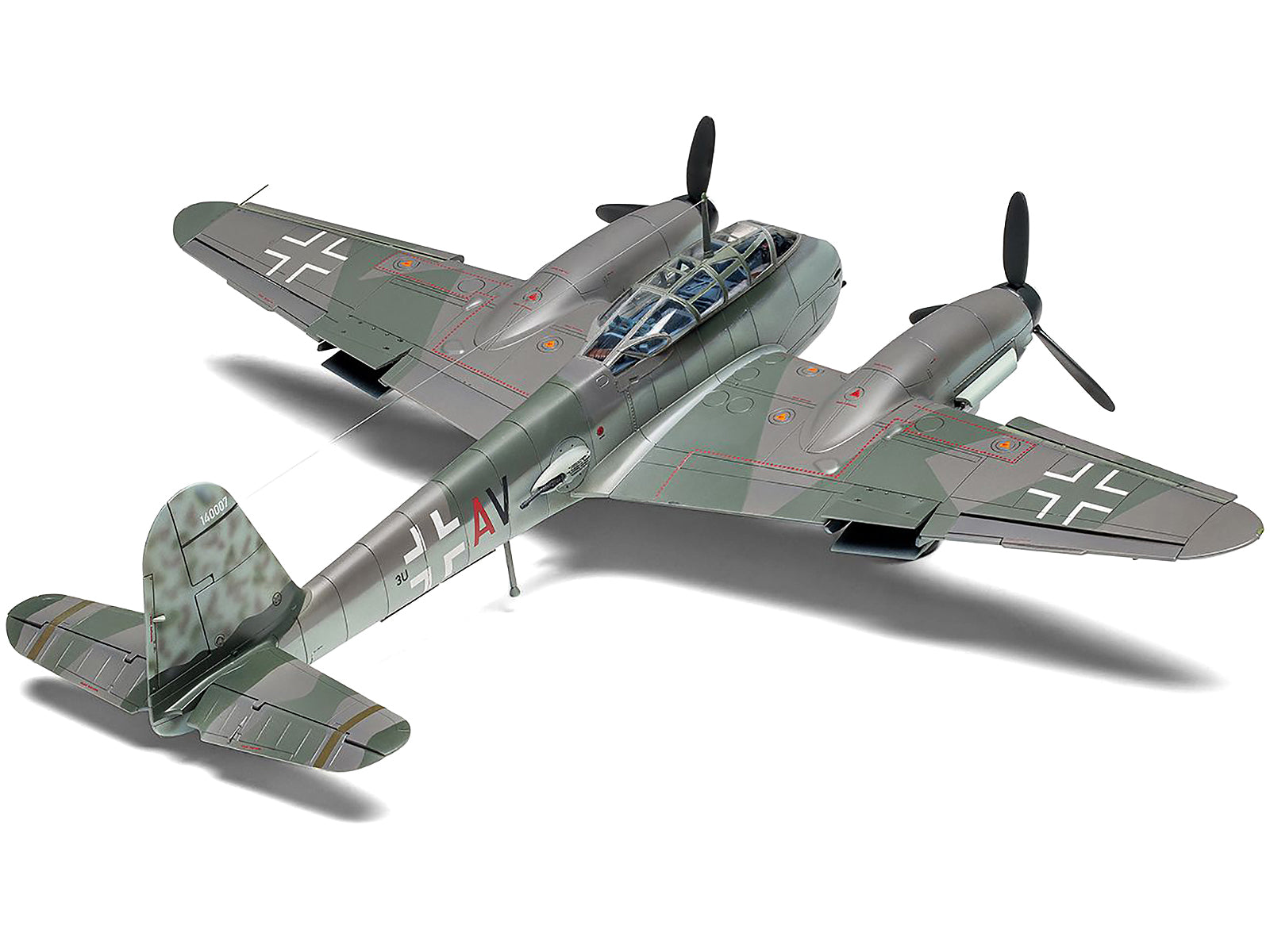 Level 2 Model Kit Messerschmitt Me410A-1/U2 & U4 Fighter-Bomber Aircraft with 2 Scheme Options 1/72 Plastic Model Kit by Airfix - image 4