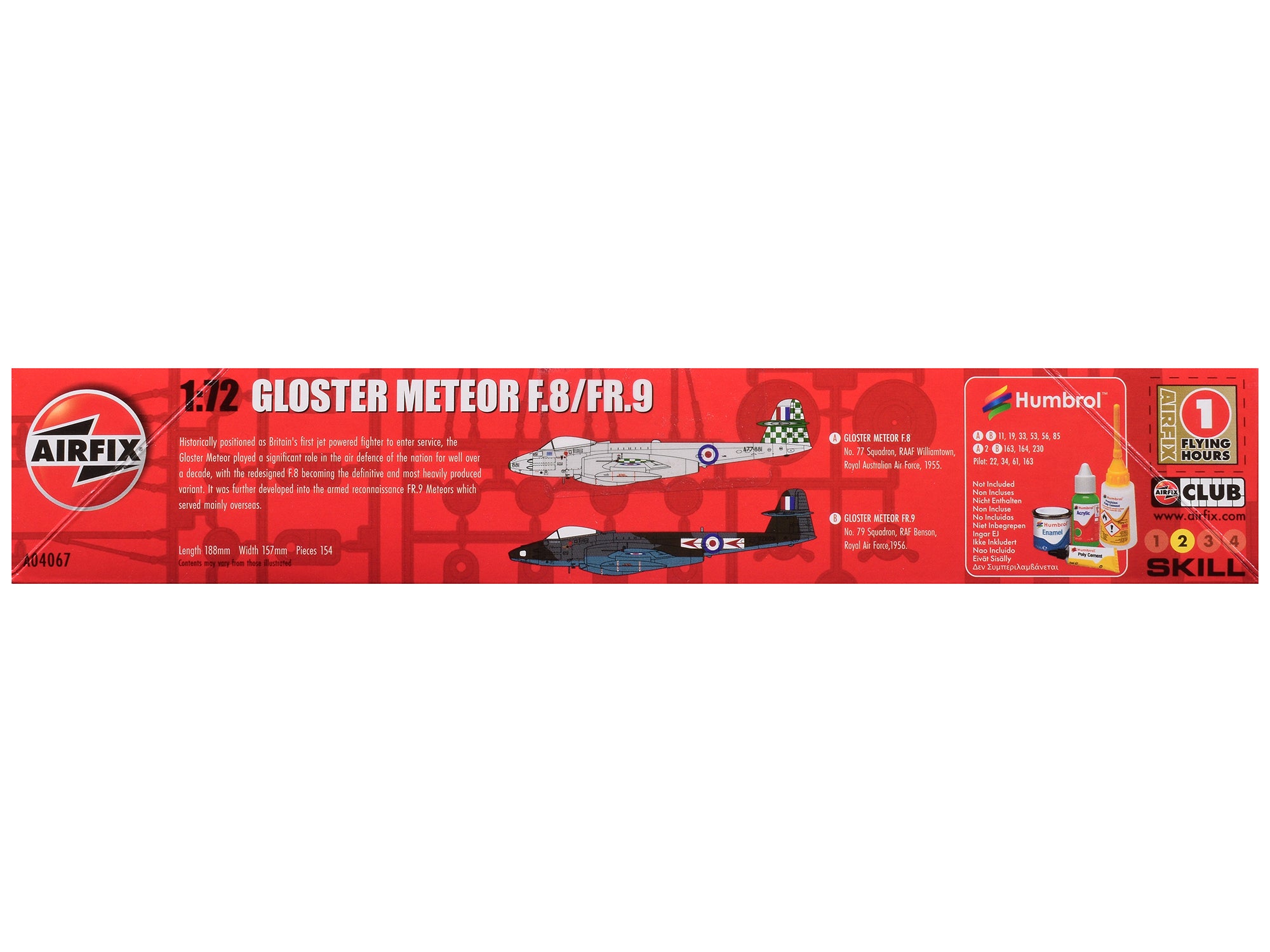 Level 2 Model Kit Gloster Meteor F.8/FR.9 Fighter Aircraft with 2 Scheme Options 1/72 Plastic Model Kit by Airfix - image 2