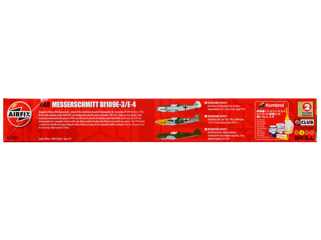 Level 2 Model Kit Messerschmitt Bf109E-3/E-4 Fighter Aircraft with 3 Scheme Options 1/48 Plastic Model Kit by Airfix - image 3