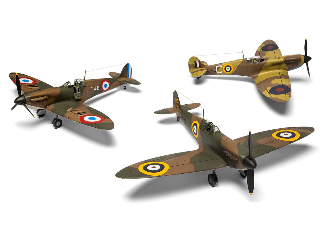 Level 2 Model Kit Supermarine Spitfire Mk.I Fighter Aircraft with 3 Scheme Options 1/48 Plastic Model Kit by Airfix - image 2