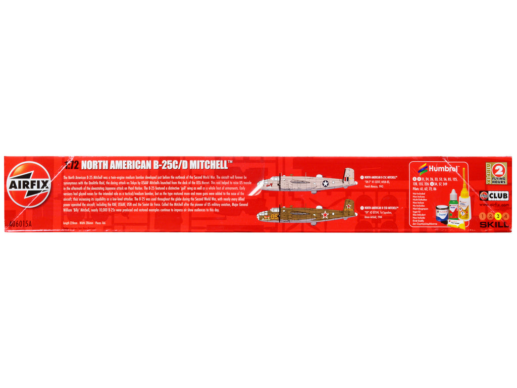 Level 3 Model Kit North American B-25C/D Mitchell Bomber Aircraft with 2 Scheme Options 1/72 Plastic Model Kit by Airfix - image 3