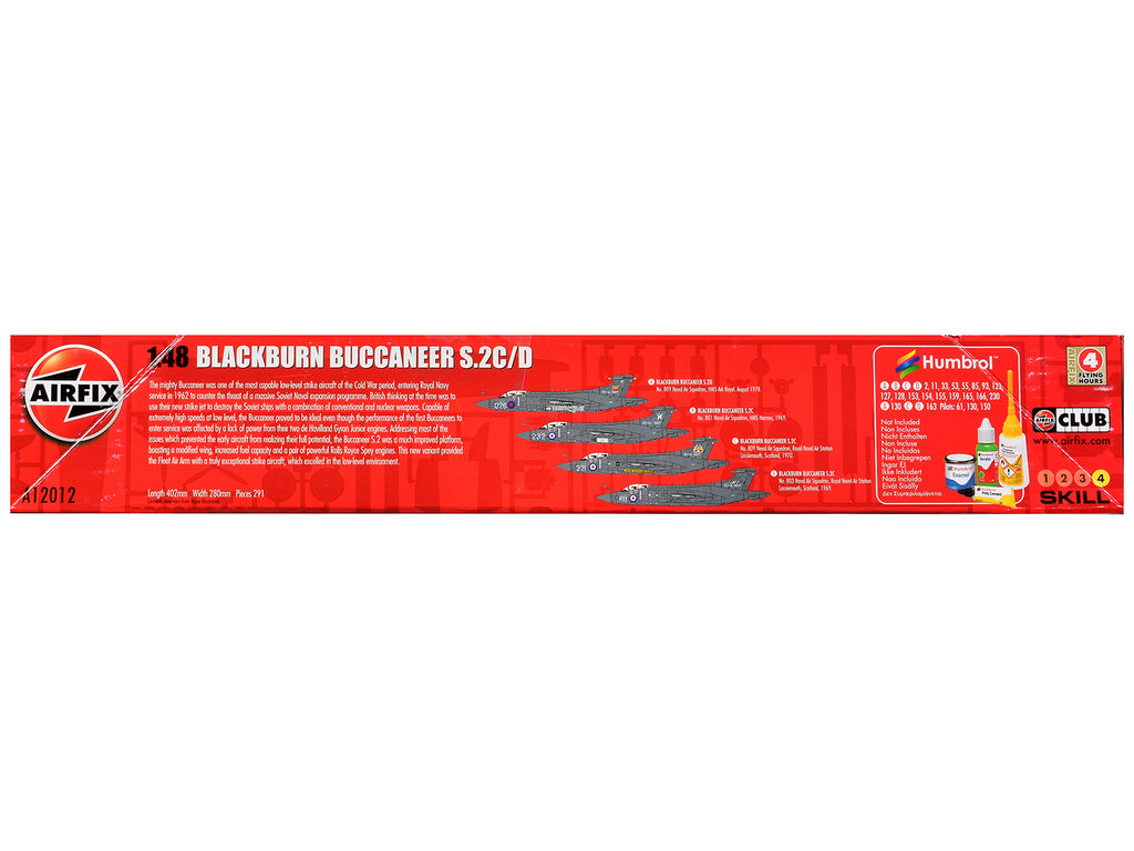Level 4 Model Kit Blackburn Buccaneer S.2C/D Attack Aircraft with 4 Scheme Options 1/48 Plastic Model Kit by Airfix - image 2