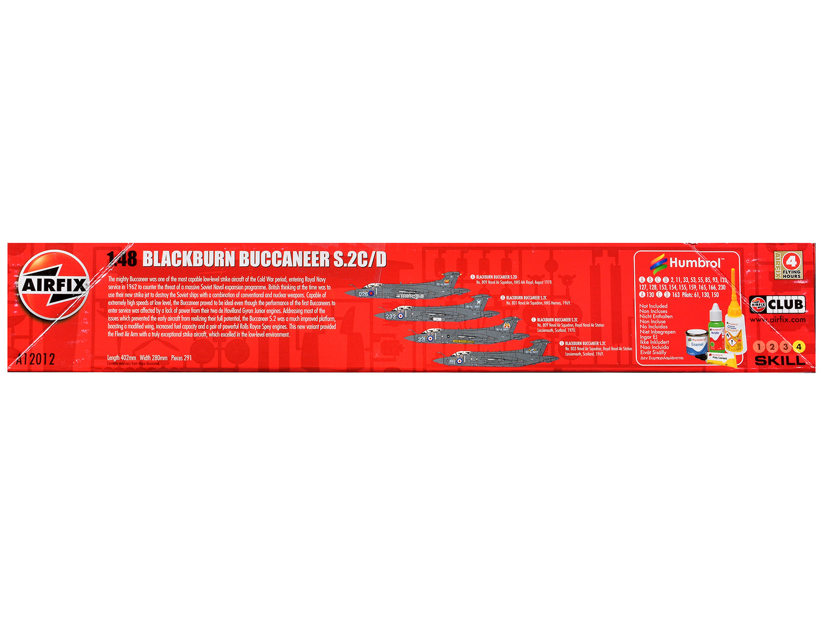 Level 4 Model Kit Blackburn Buccaneer S.2C/D Attack Aircraft with 4 Scheme Options 1/48 Plastic Model Kit by Airfix - image 2
