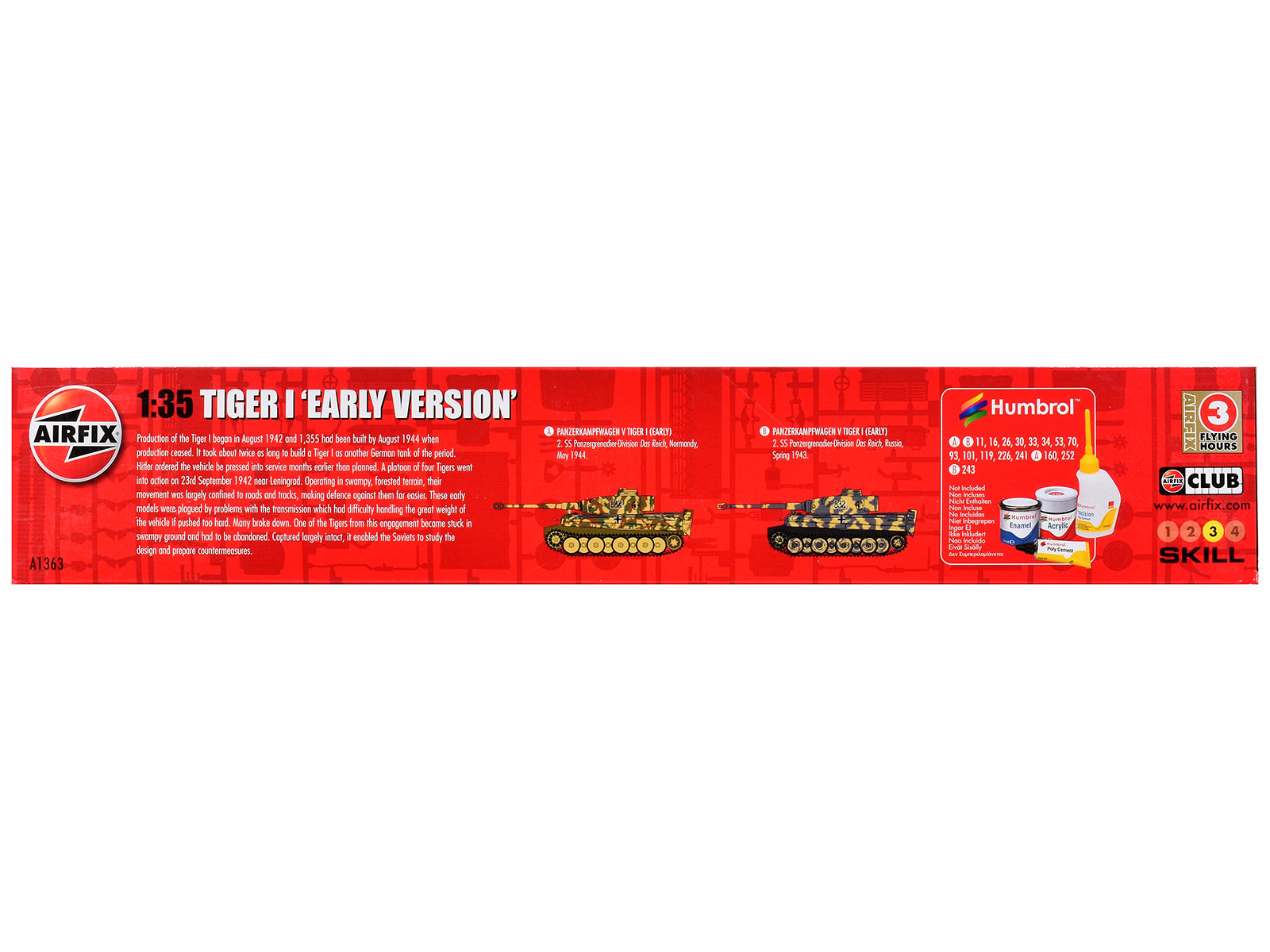 Level 3 Model Kit German Tiger I "Early Version" Tank with 2 Scheme Options 1/35 Plastic Model Kit by Airfix - image 3