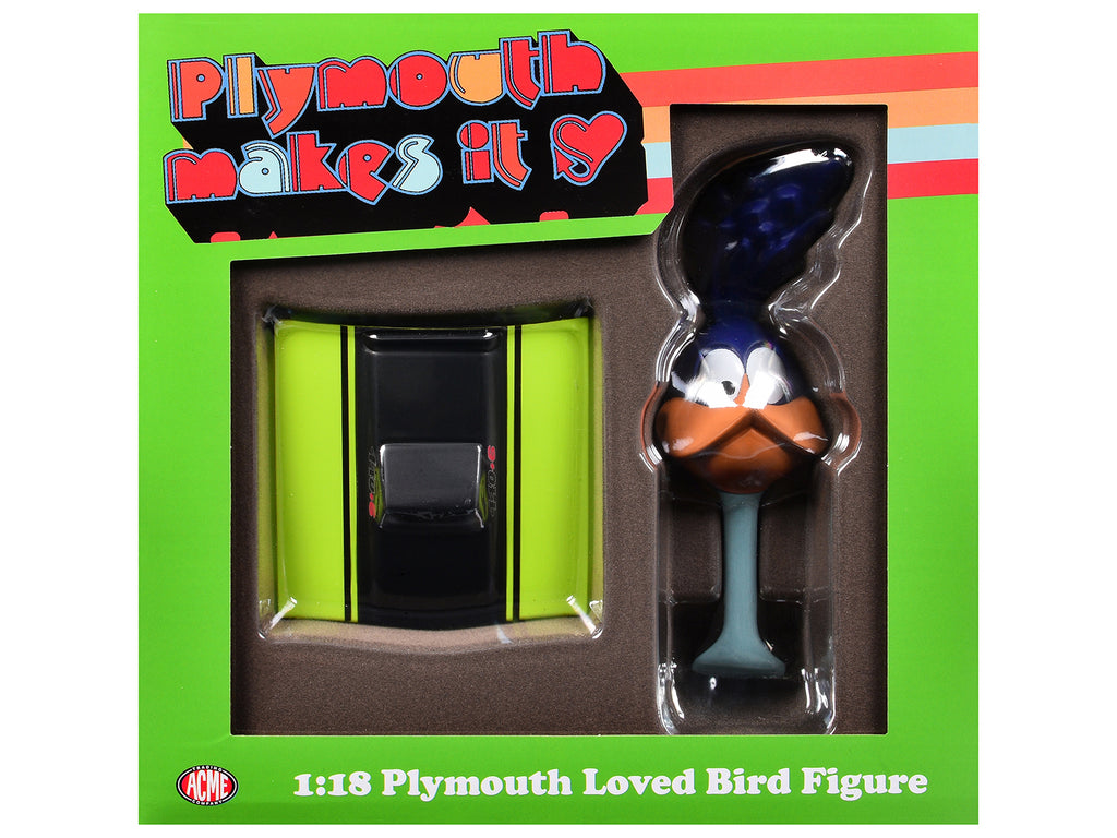Plymouth Loved Bird Figure with Limelight Green Hood Stand 1/18 Model by ACME - image 3