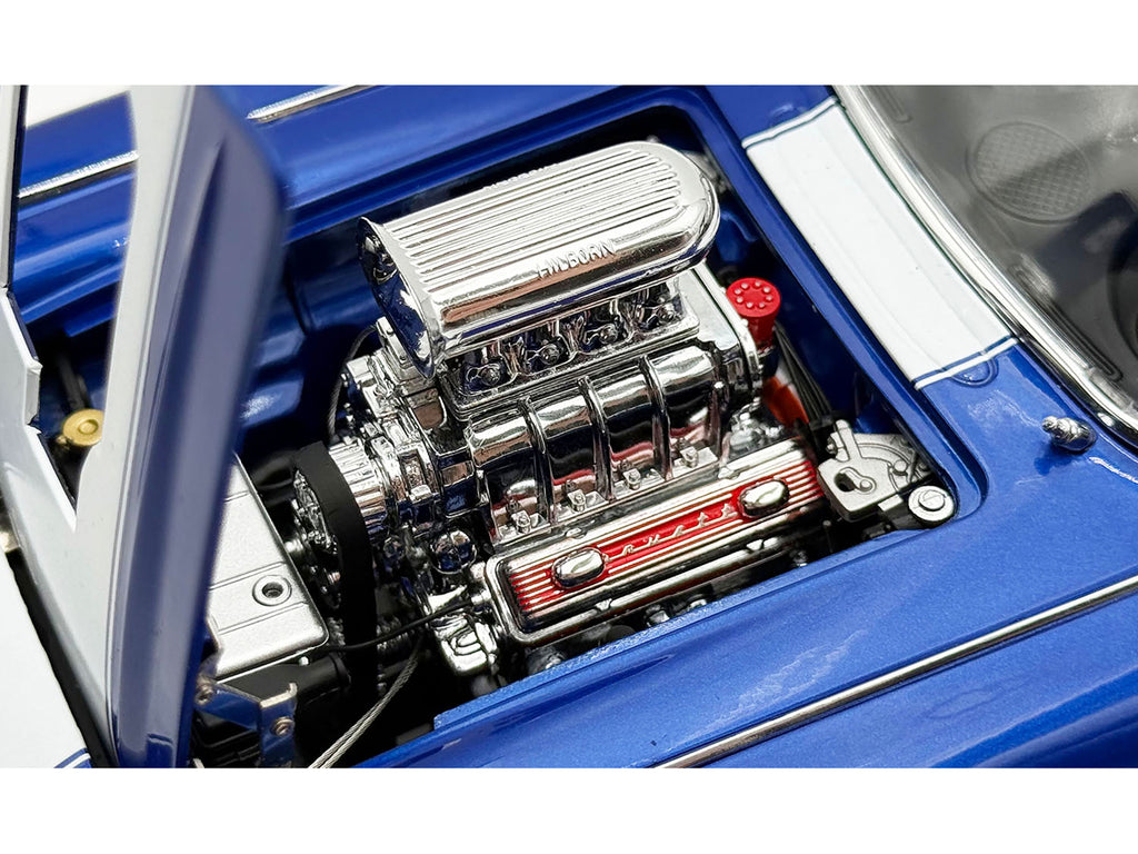 1961 Chevrolet Corvette Grand Sport Gasser Admiral Blue Metallic with White Stripe Limited Edition to 204 pieces Worldwide 1/18 Diecast Model Car by ACME