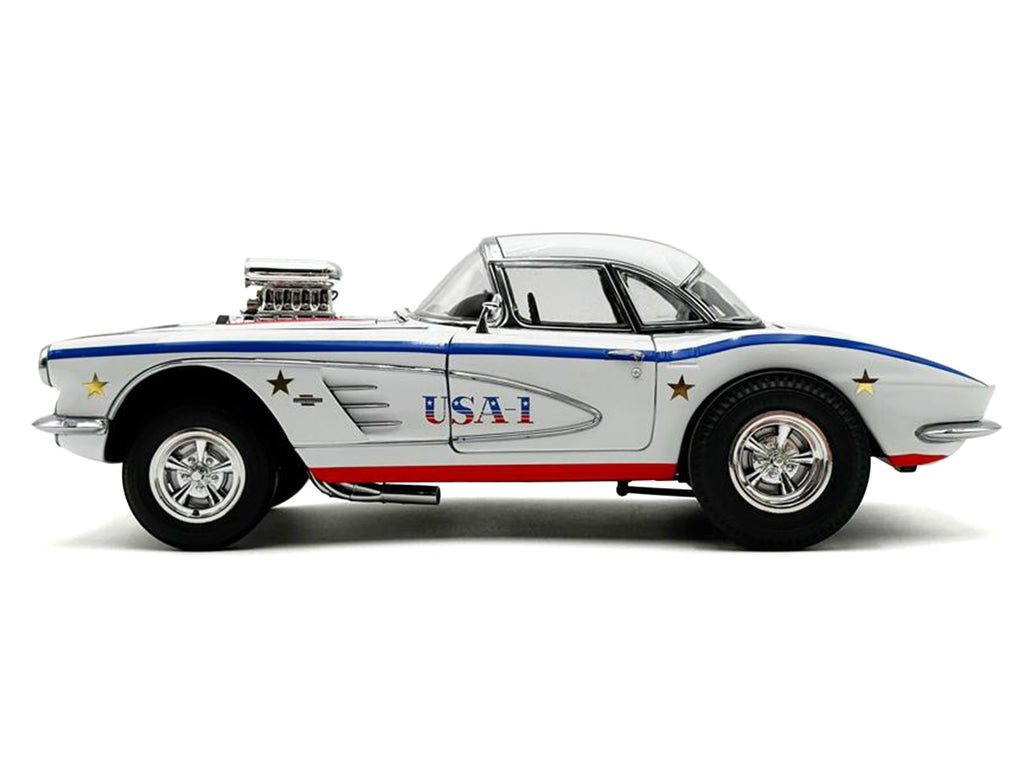 1961 Chevrolet Corvette Grand Sport Gasser "USA-1" White with Blue and Red Stripes Limited Edition to 362 pieces Worldwide 1/18 Diecast Model Car by ACME