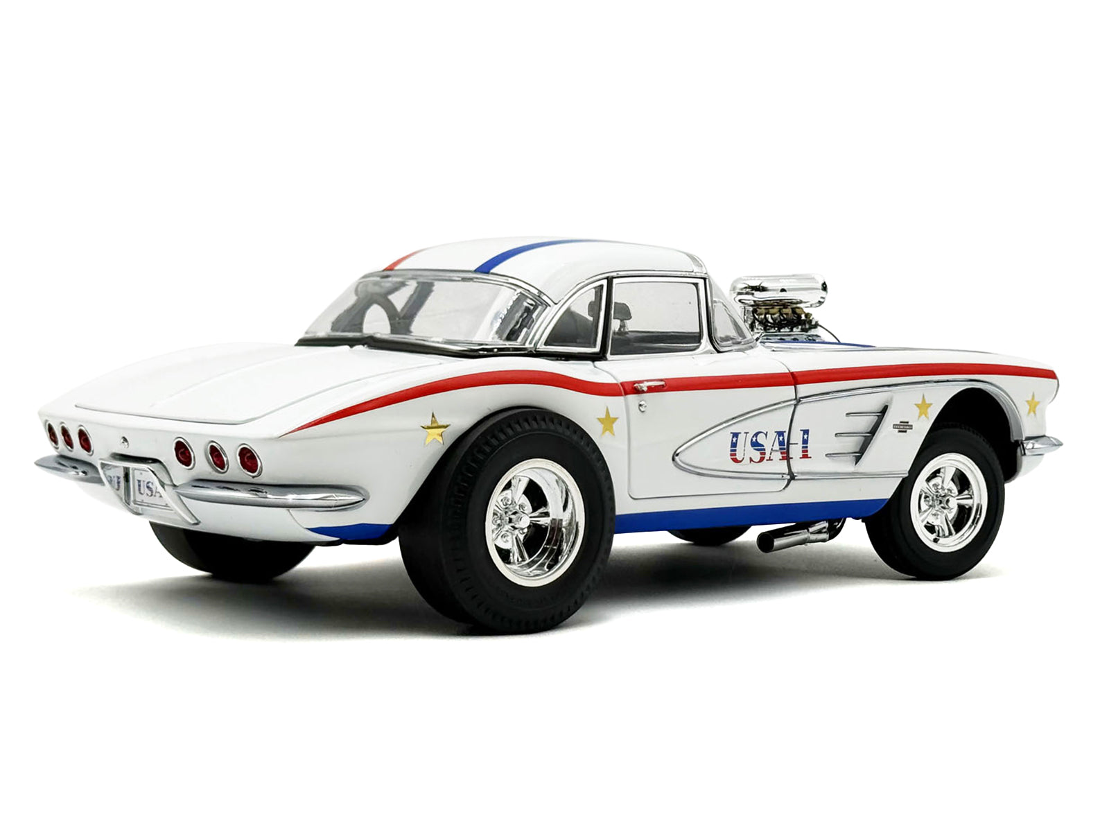 1961 Chevrolet Corvette Grand Sport Gasser "USA-1" White with Blue and Red Stripes Limited Edition to 362 pieces Worldwide 1/18 Diecast Model Car by ACME
