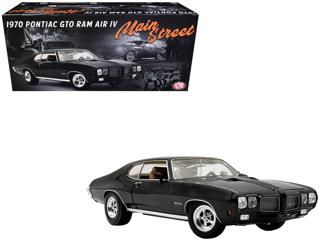 1970 Pontiac GTO Ram Air IV "Main Street" Black Limited Edition to 402 pieces Worldwide 1/18 Diecast Model Car by ACME