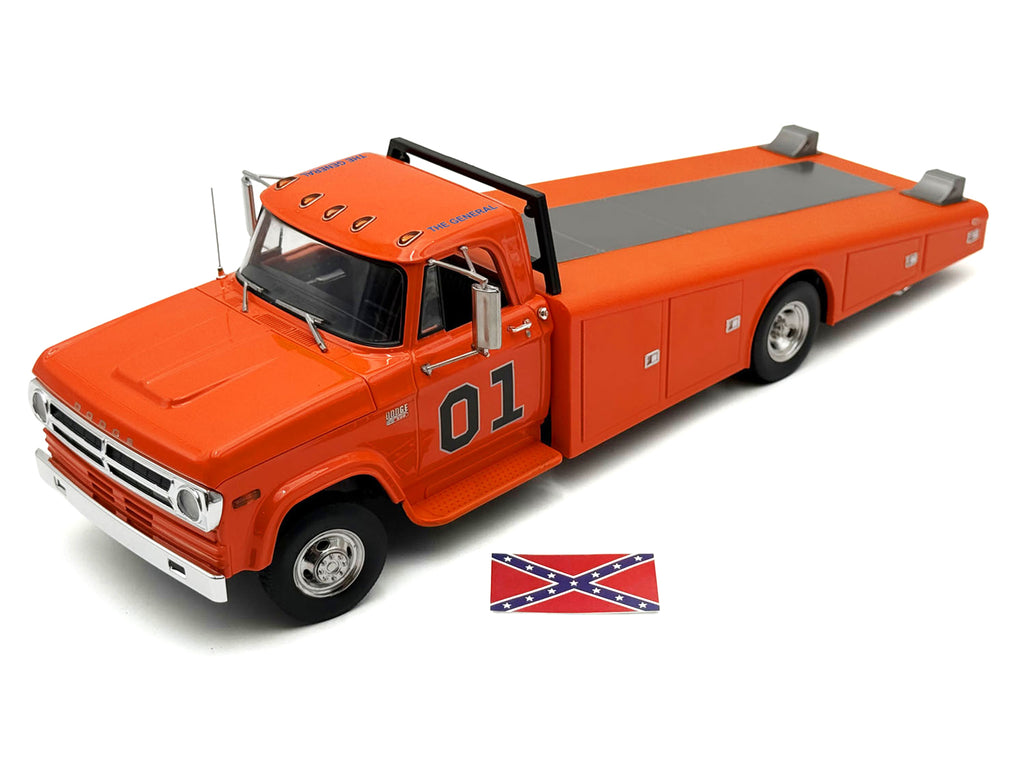 1970 Dodge D-300 Ramp Truck #01 "The General" Orange Limited Edition to 852 pieces Worldwide 1/18 Diecast Model Car by ACME