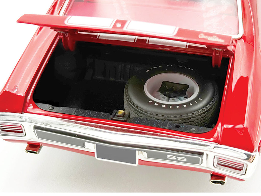 1970 Chevrolet Chevelle SS 454 LS6 Cranberry Red with White Stripes and Red Interior Limited Edition to 454 pieces Worldwide 1/18 Diecast Model Car by ACME - image 4