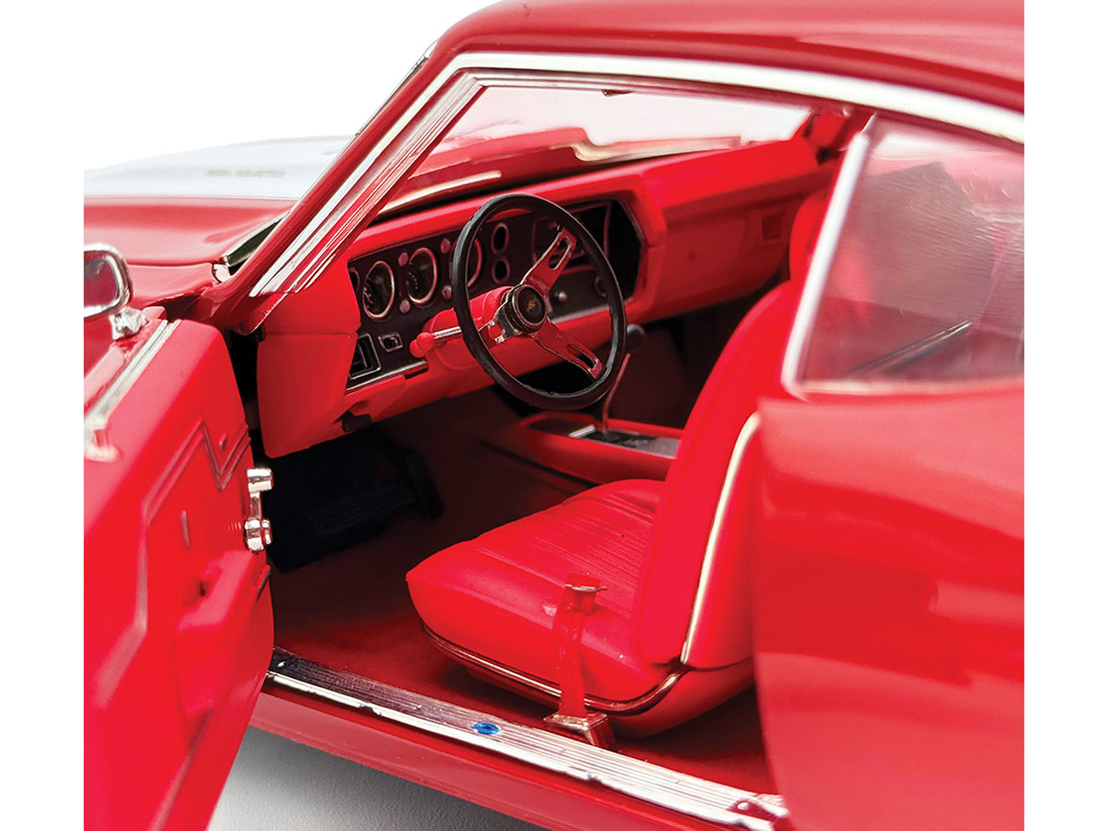 1970 Chevrolet Chevelle SS 454 LS6 Cranberry Red with White Stripes and Red Interior Limited Edition to 454 pieces Worldwide 1/18 Diecast Model Car by ACME - image 3